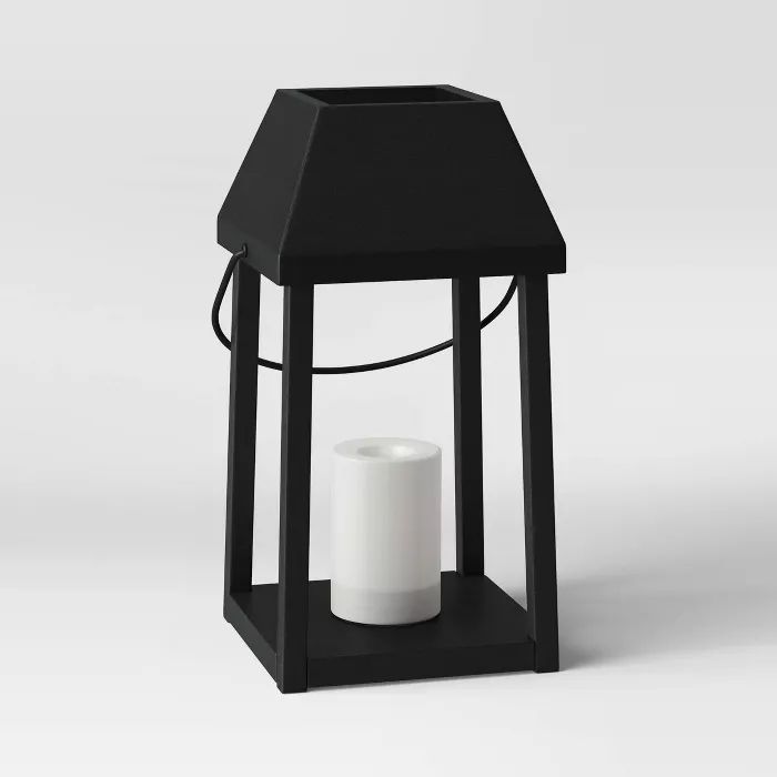 Metal Outdoor Lantern with Black Hood and Candle Black - Threshold™ | Target