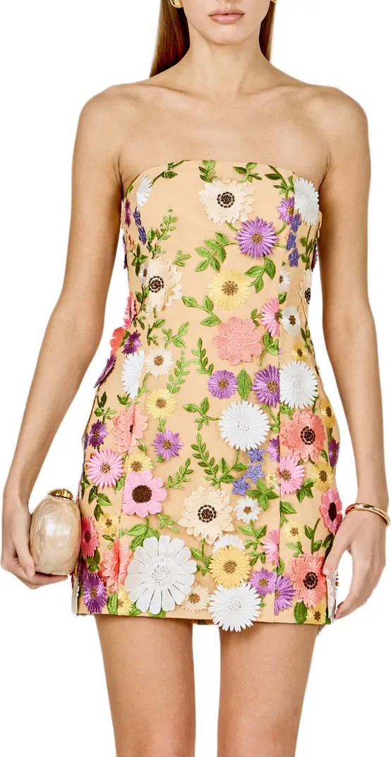 Floral Embroidered Strapless Minidress | Nordstrom