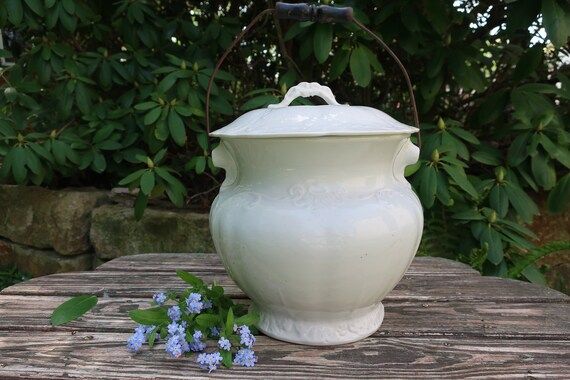 Antique White Ironstone Master Waste Slop Jar Wire and Wood | Etsy | Etsy (US)