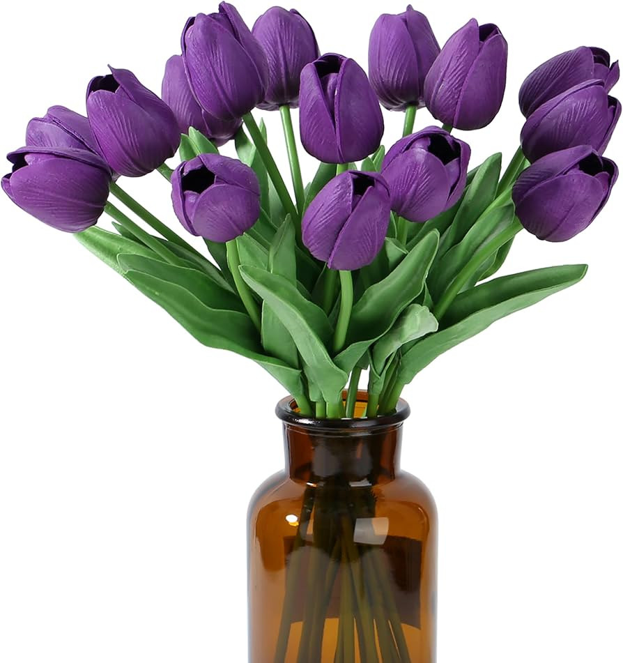 SITUMEIZI 15pcs Tulips Fake Artificial Flowers Real Touch 14" PU Flower for Home Decor Easter Spr... | Amazon (US)