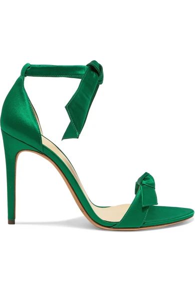 Alexandre Birman - Lovely Clarita Bow-embellished Satin Sandals - Green | NET-A-PORTER (US)