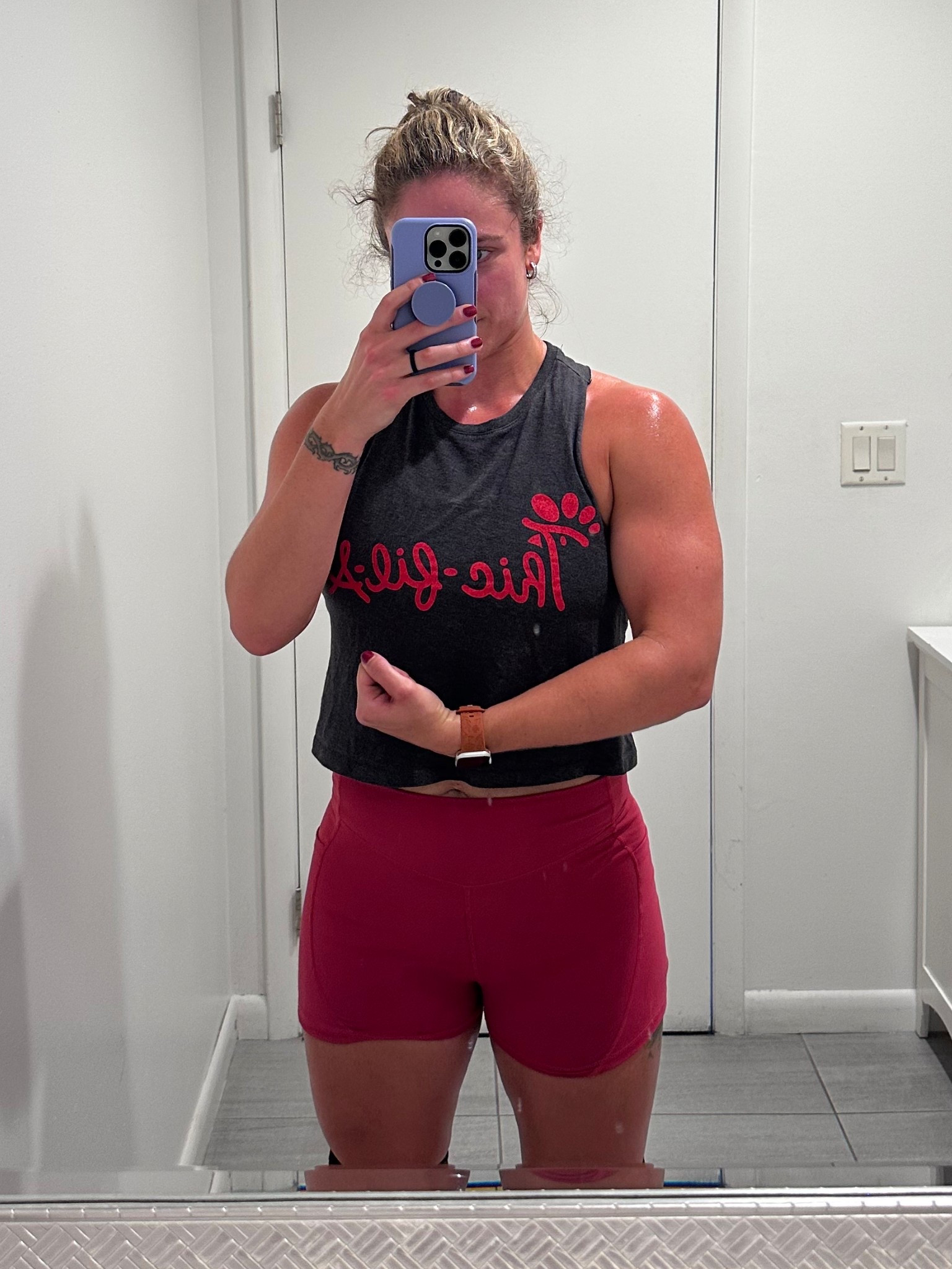 Feeling strong! Love this top from Barbell Voodoo and these matching red workout shorts. The best part is the shorts have pockets!! 

#LTKActive #LTKMidsize #LTKFindsUnder50