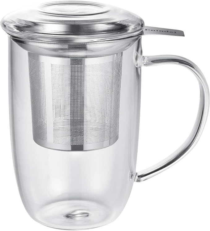 Enindel Fashion Simple Style Glass Tea Mug with Infuser and Lid, Tea Cup, 18 OZ | Amazon (US)