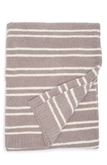 Barefoot Dreams® CozyChic® Double Stripe Throw Blanket in Beach Rock/Cream at Nordstrom Rack | Nordstrom Rack