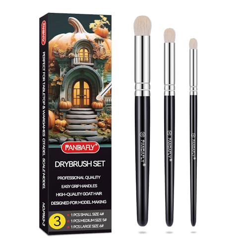PANDAFLY Drybrush Set - 3 Sizes Hobby Detail Paint Brush Set, Acrylic Paint Brushes for Tabletop & Wargames, 40k, DND Miniatures, Citadel, Scale Model, Watercolor Oil Painting | Amazon (US)