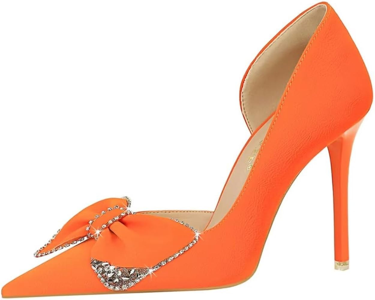 JOEupin Women's Pointed Toe High Heels Sparkly Rhinestone Bow Stiletto Pumps Elegant D'Orsay Wedd... | Amazon (US)