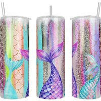 Mermaid Tail Tumble, Mermaid Tumbler, Watercolor Fish Glitter Coffee Tumbler | Etsy (US)
