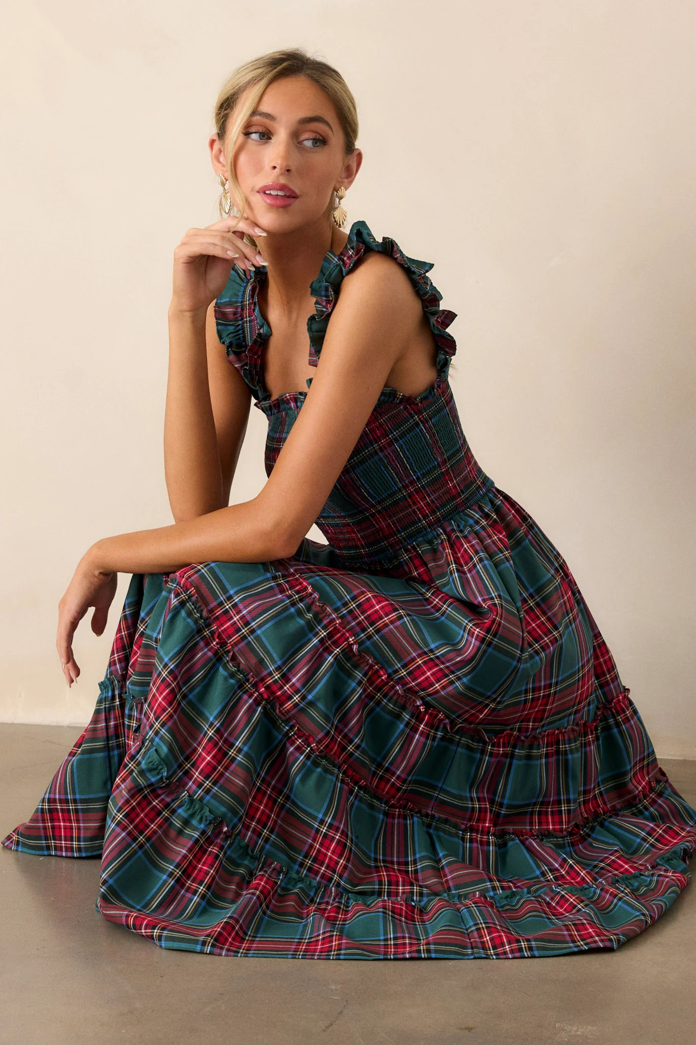 Pride And Joy Green Plaid Midi Dress | Red Dress