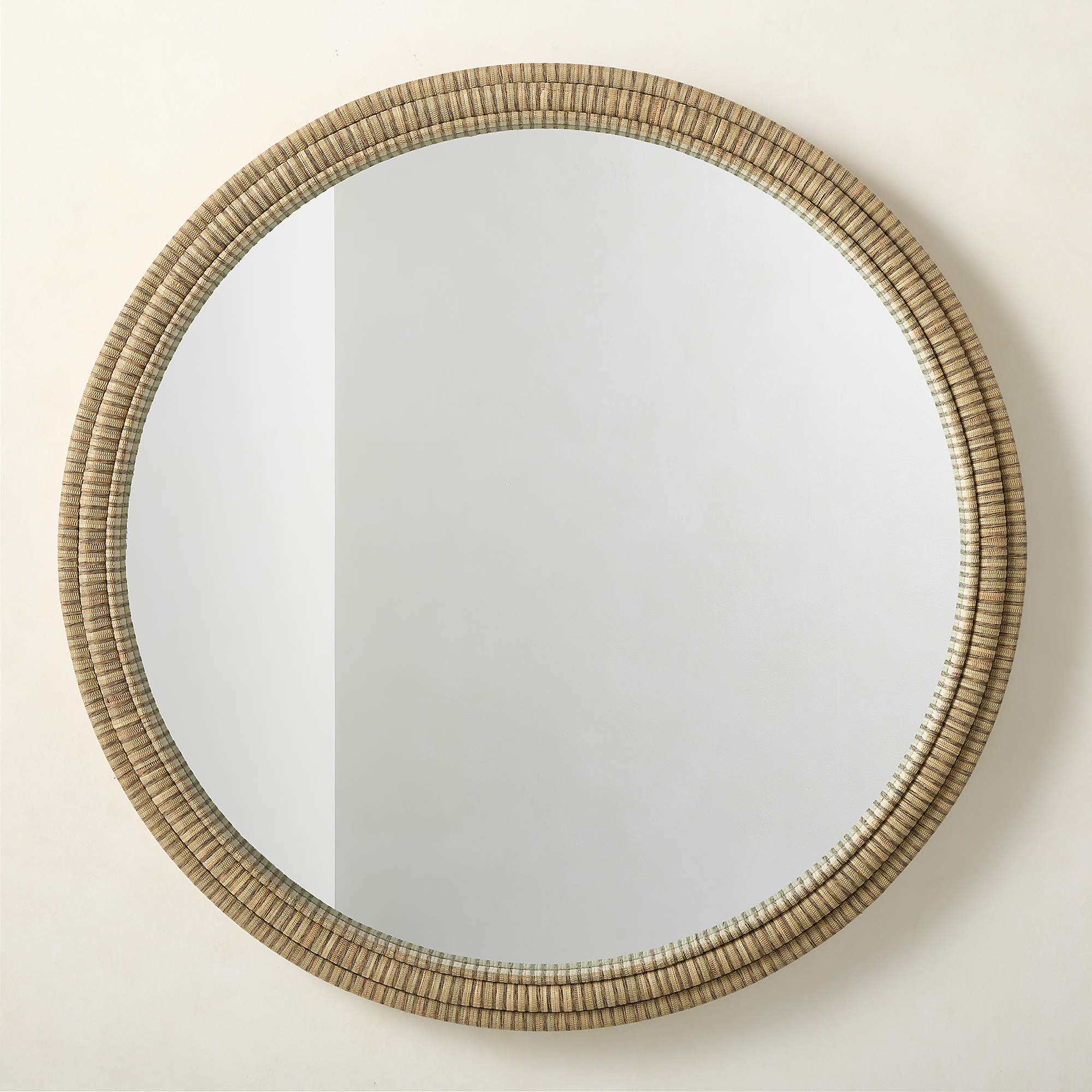 Heath Striped Fabric Round Wall Mirror 48" | CB2 | CB2