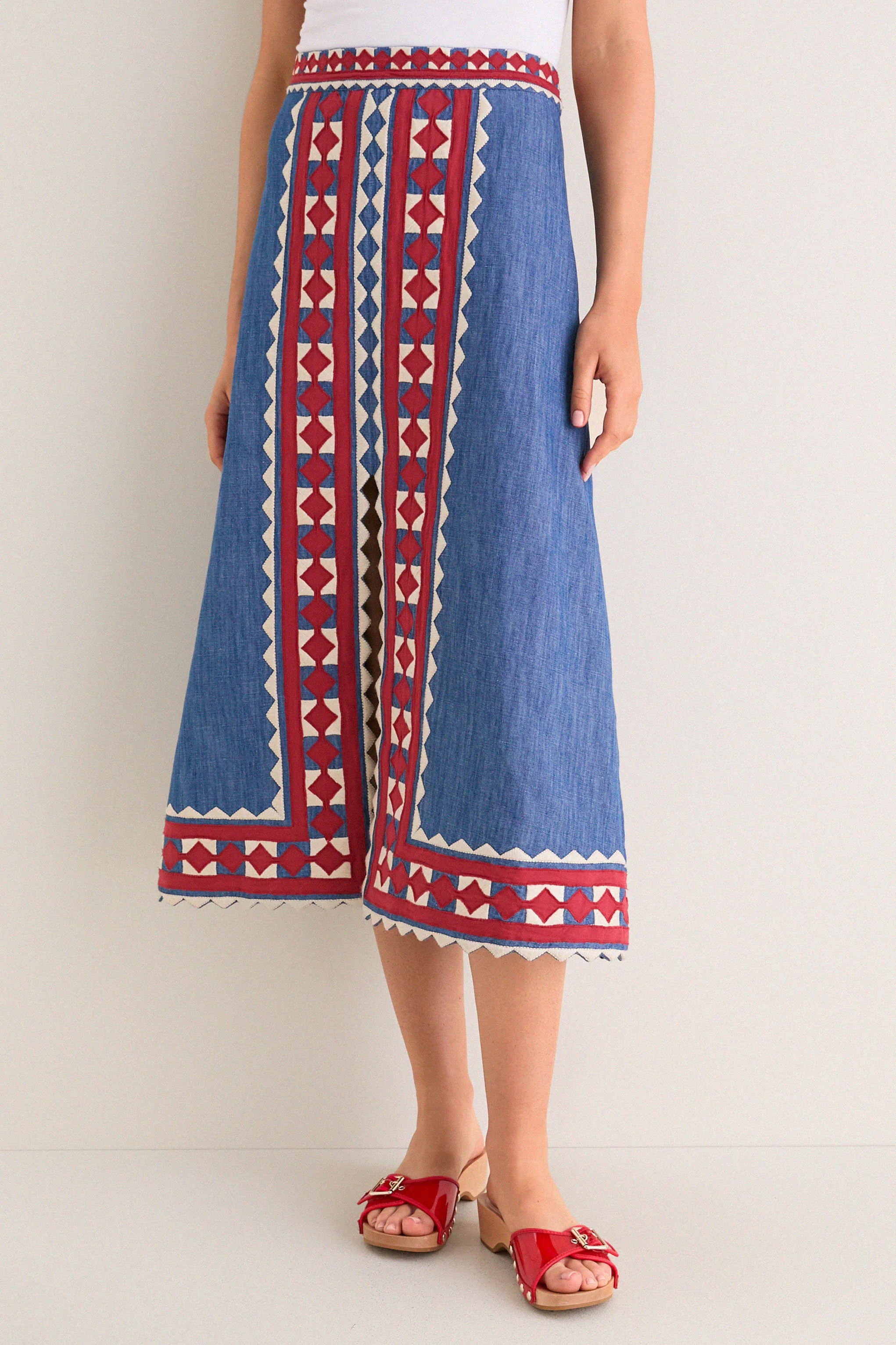Multi Stina Chambray Midi Skirt | Tuckernuck (US)