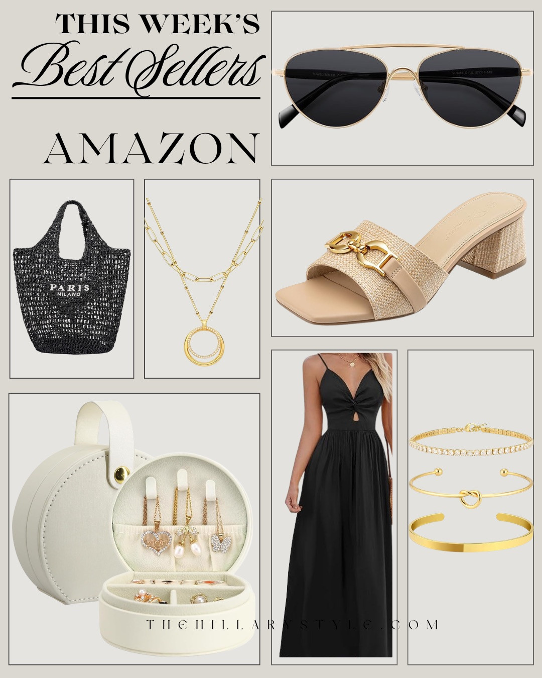 THIS WEEK’S AMAZON BEST SELLERS! These VIRAL STYLE FAVORITES have been some of the most loved finds lately. From the CHIC SUNGLASSES and STATEMENT HEELS to the BLACK MAXI DRESS, LAYERED GOLD JEWELRY, and WOVEN PARIS TOTE, these pieces instantly elevate everyday outfits while still feeling effortless.

#Amazon #TheHillaryStyle #AmazonFashion #BestSellerStyle #AmazonStyleFinds #ChicOnABudget #EverydayStyle #NeutralStyle #AmazonFinds #TrendingNow 

 #LTKU #LTKOver40 #LTKHome