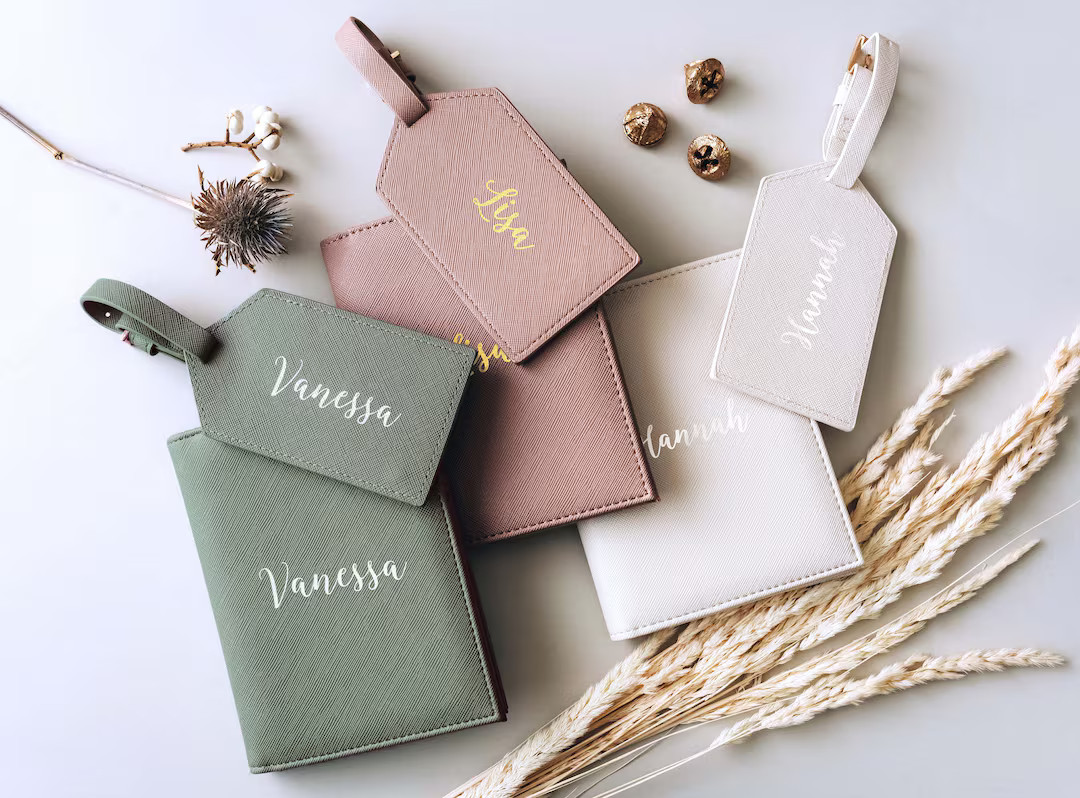 Personalized Luggage Tag Saffiano Leather Passport Cover Custom Gifts for Mom Personalized Gift f... | Etsy (US)