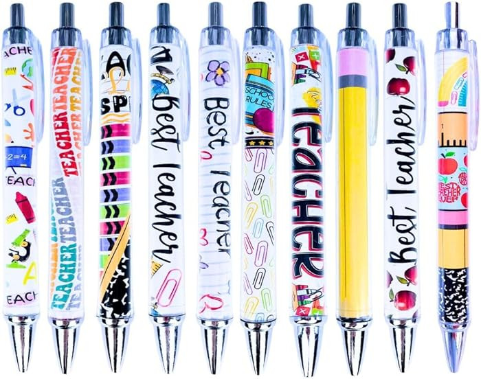 YJ PREMIUMS 10PC Teacher Pen | Fun Cute Funny Cool Best Pens for Teacher Set Pack Teach Love Insp... | Amazon (US)