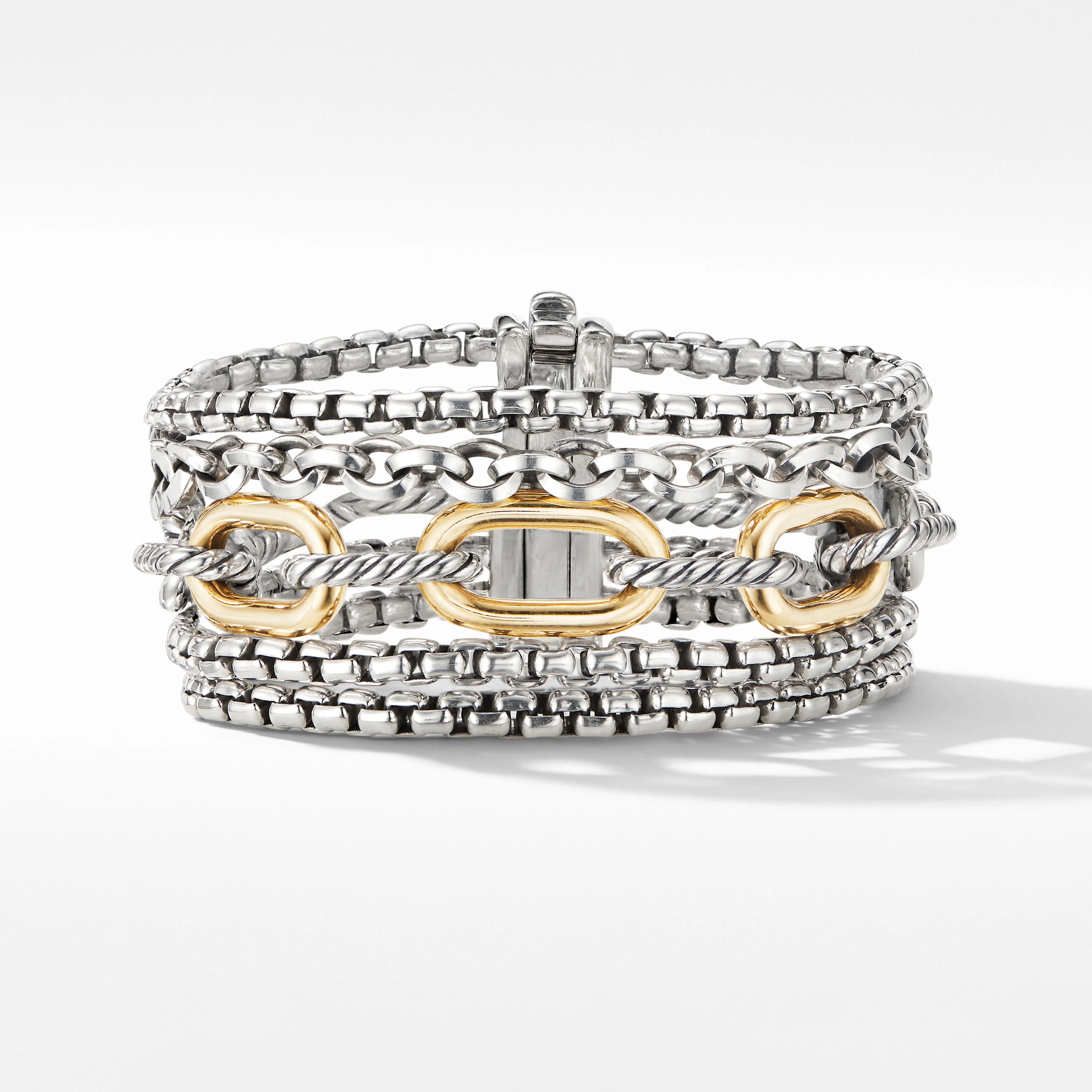 Multi Row Chain Bracelet in Sterling Silver with 18K Yellow Gold | David Yurman