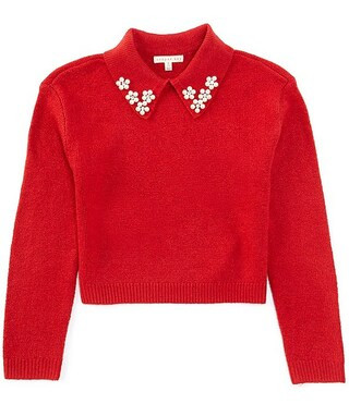 Copper Key Big Girls 7-16 Relaxed Pearl Collar Sweater | Dillard's | Dillard's