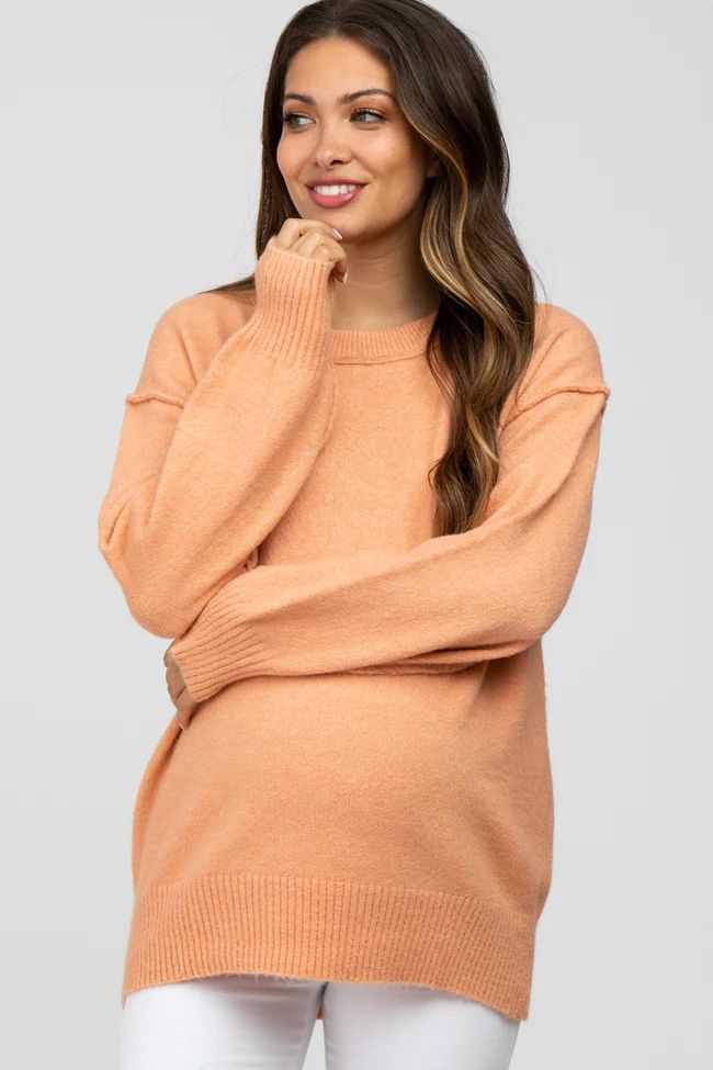 Peach Exposed Seam Maternity Sweater | PinkBlush Maternity