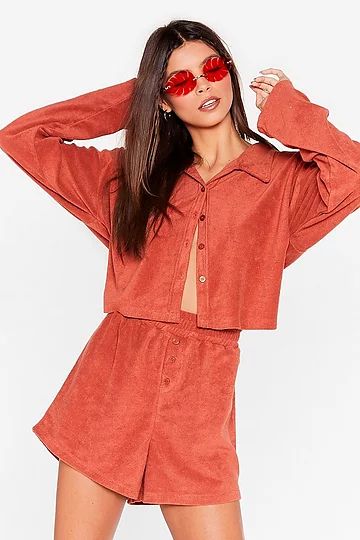 Towelling Cropped Shirt and Shorts Cover-Up Set | Nasty Gal (US)