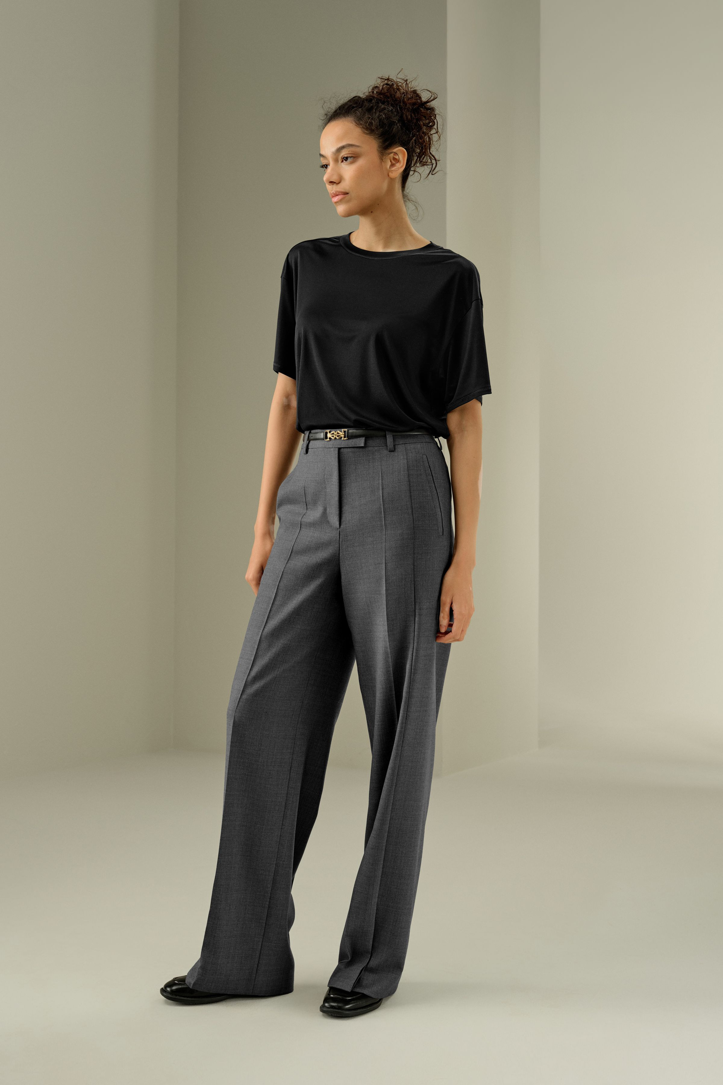 Wool Silk Blend Straight Pants | LilySilk