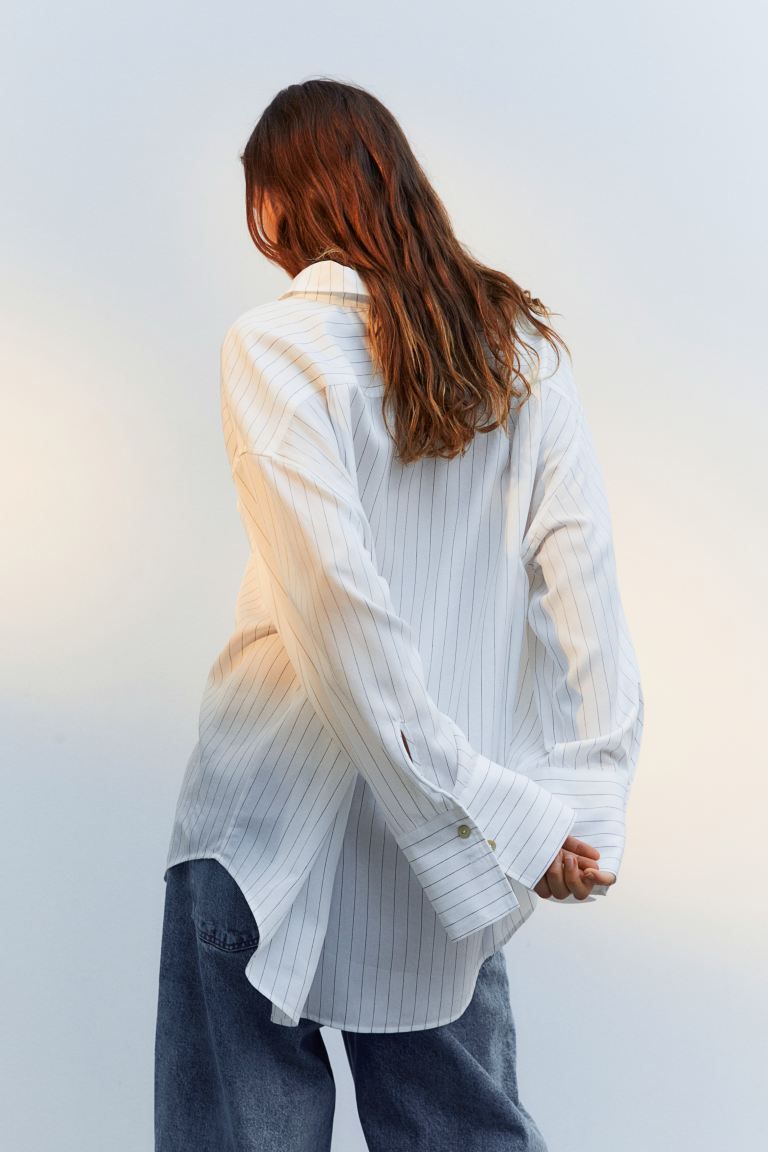 Oversized Shirt - White/striped - Ladies | H&M US | H&M (US + CA)