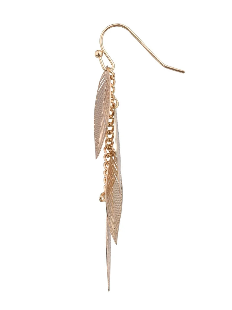 Time and Tru Adult Women's Gold Tone Multi Filigree Leaf Metal Drop Earring | Walmart (US)