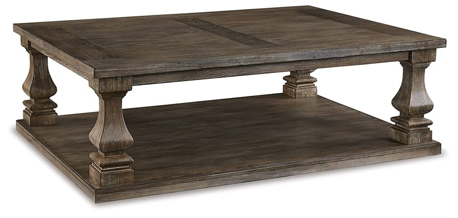 Signature Design by Ashley Johnelle Farmhouse Coffee Table with Weathered Gray Finish, Gray | Amazon (US)