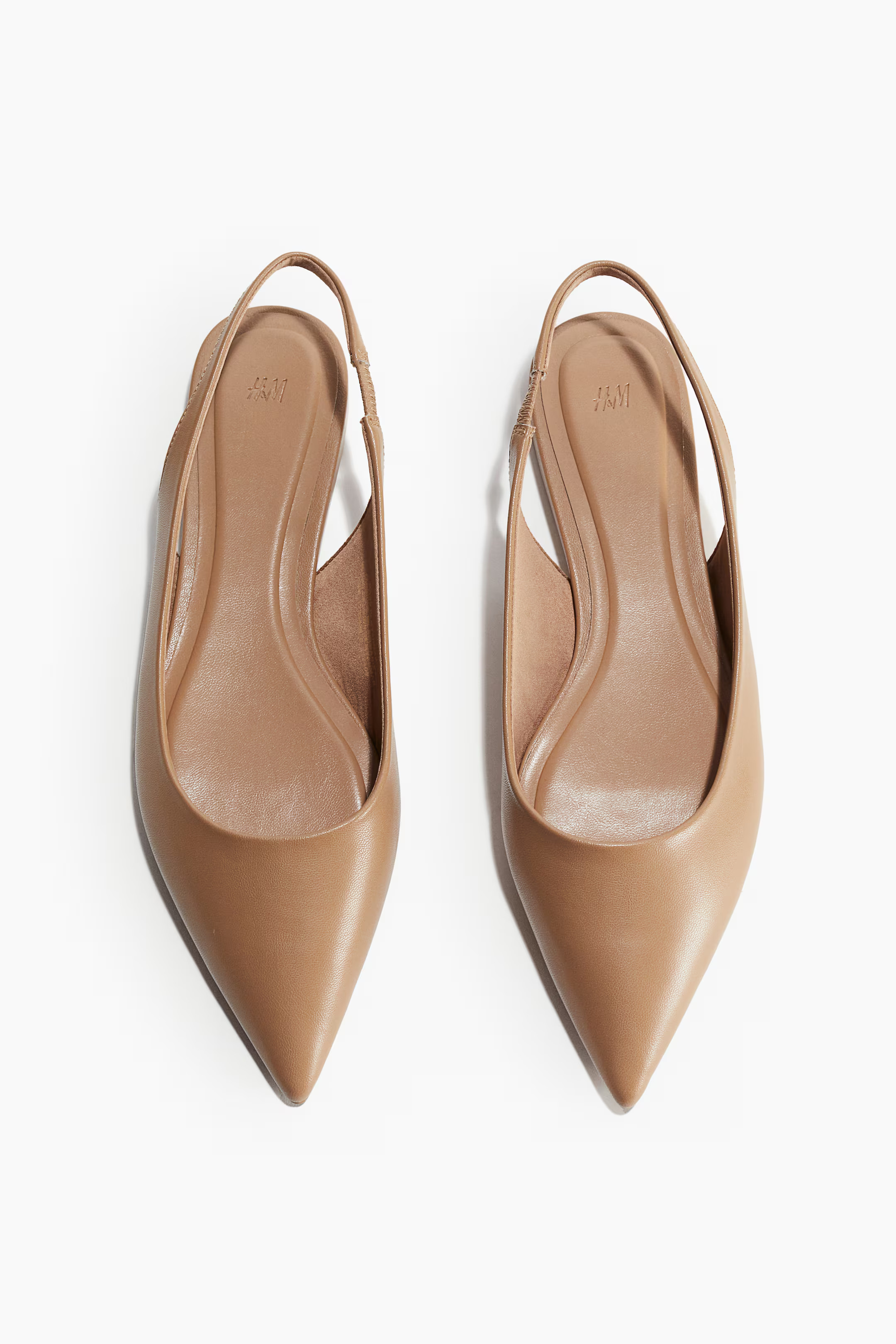Pointed slingbacks - No heel - Dark beige - Ladies | H&M GB | H&M (UK, MY, IN, SG, PH, TW, HK)