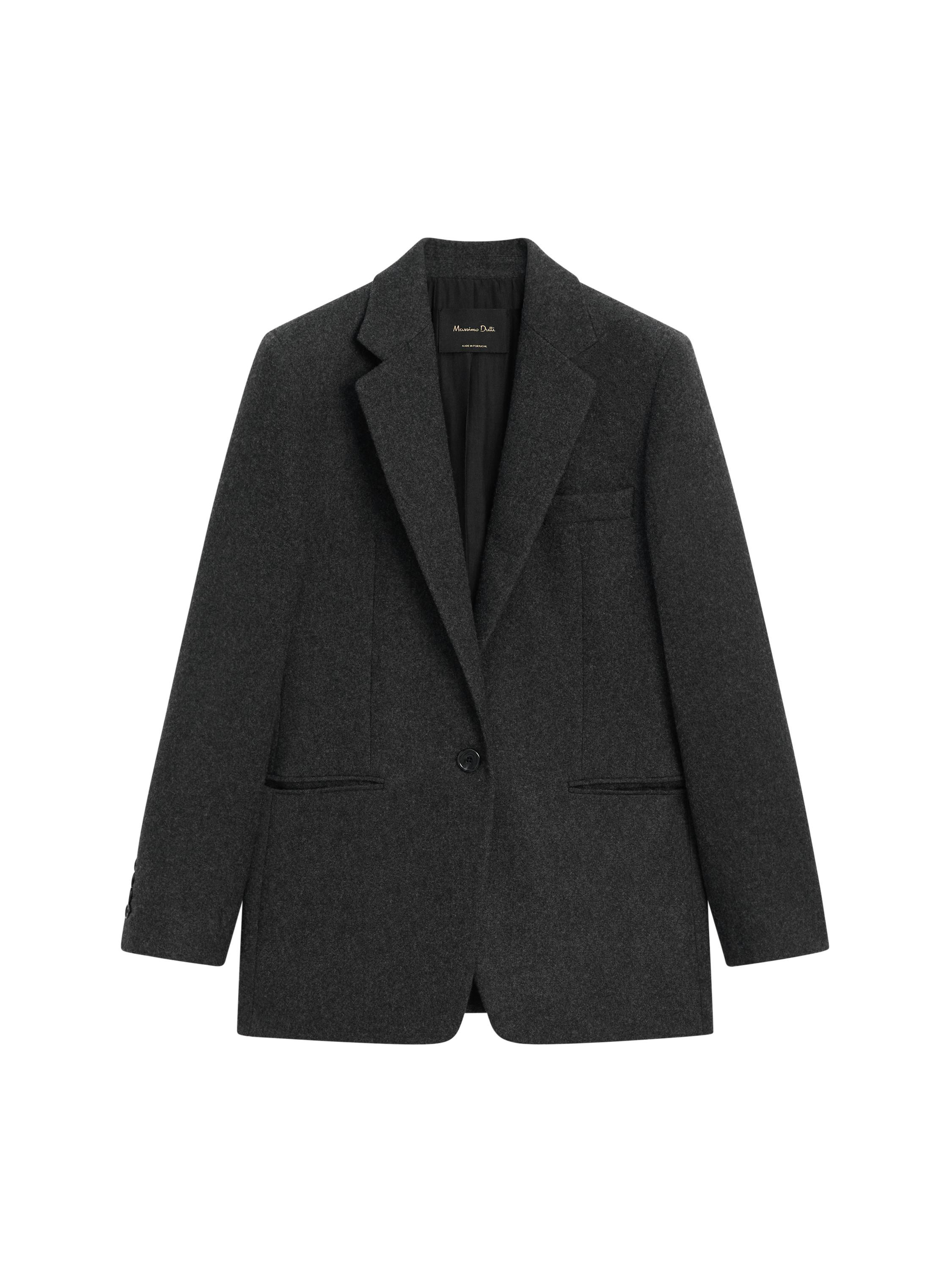 Wool blend blazer with flannel detail | Massimo Dutti US