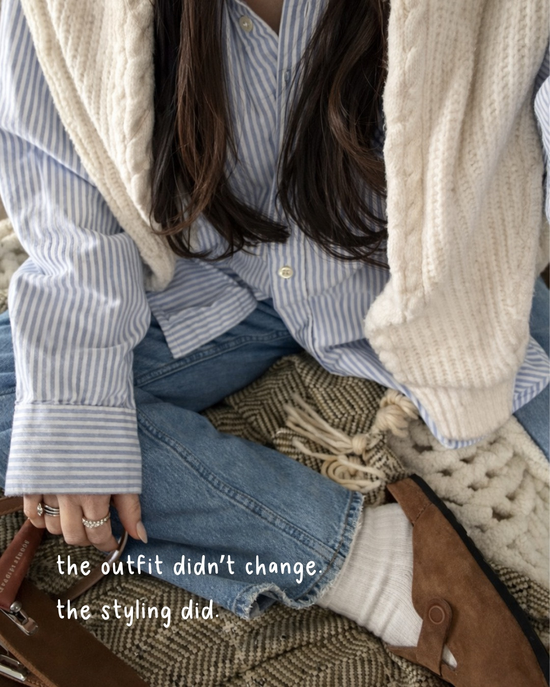 Spring outfits don’t require a new wardrobe. You just need better styling.

Here are 4 ways to style a blue striped oxford shirt, classic straight leg jeans, and my favorite Birkenstock Boston clogs for spring. Same base outfit, four totally different vibes.

If you’re a millennial mom, working from home, running errands, grabbing coffee, or just trying to look put together without trying too hard, this is your reminder to shop your closet first.

Realistic spring outfit ideas. Casual everyday style. Affordable fashion. 

Follow for more spring outfit inspiration, mom style, and work from home fashion that actually works in real life. 

#LTKPetite #LTKootd #LTKSeasonal