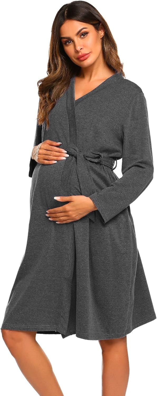Ekouaer Maternity Robe 3 in 1 Labor Delivery Nursing Gown Hospital Breastfeeding Dress Bathrobes | Amazon (US)