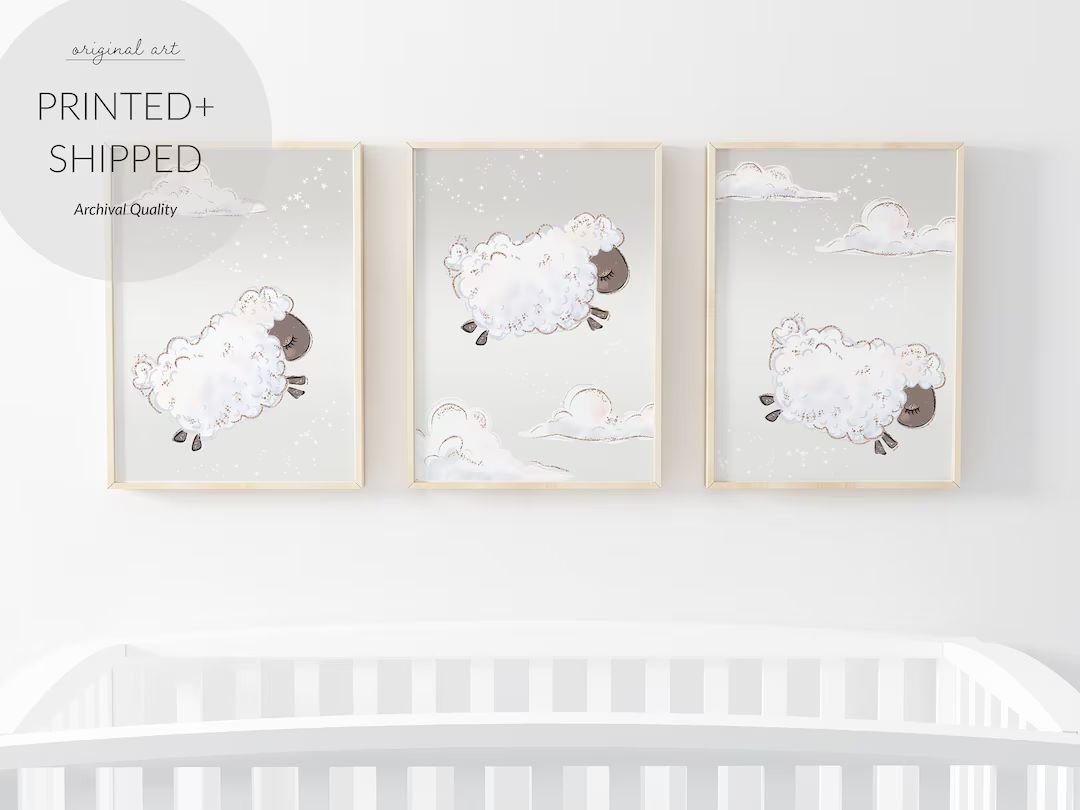 Set of 3 Lovely Counting Sheep Baby Nursery Prints New Baby - Etsy | Etsy (US)