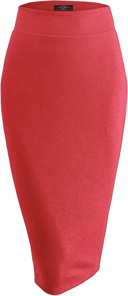 Womens Slim Fit Solid Texture Midi Pencil Skirt - Made in USA | Amazon (US)