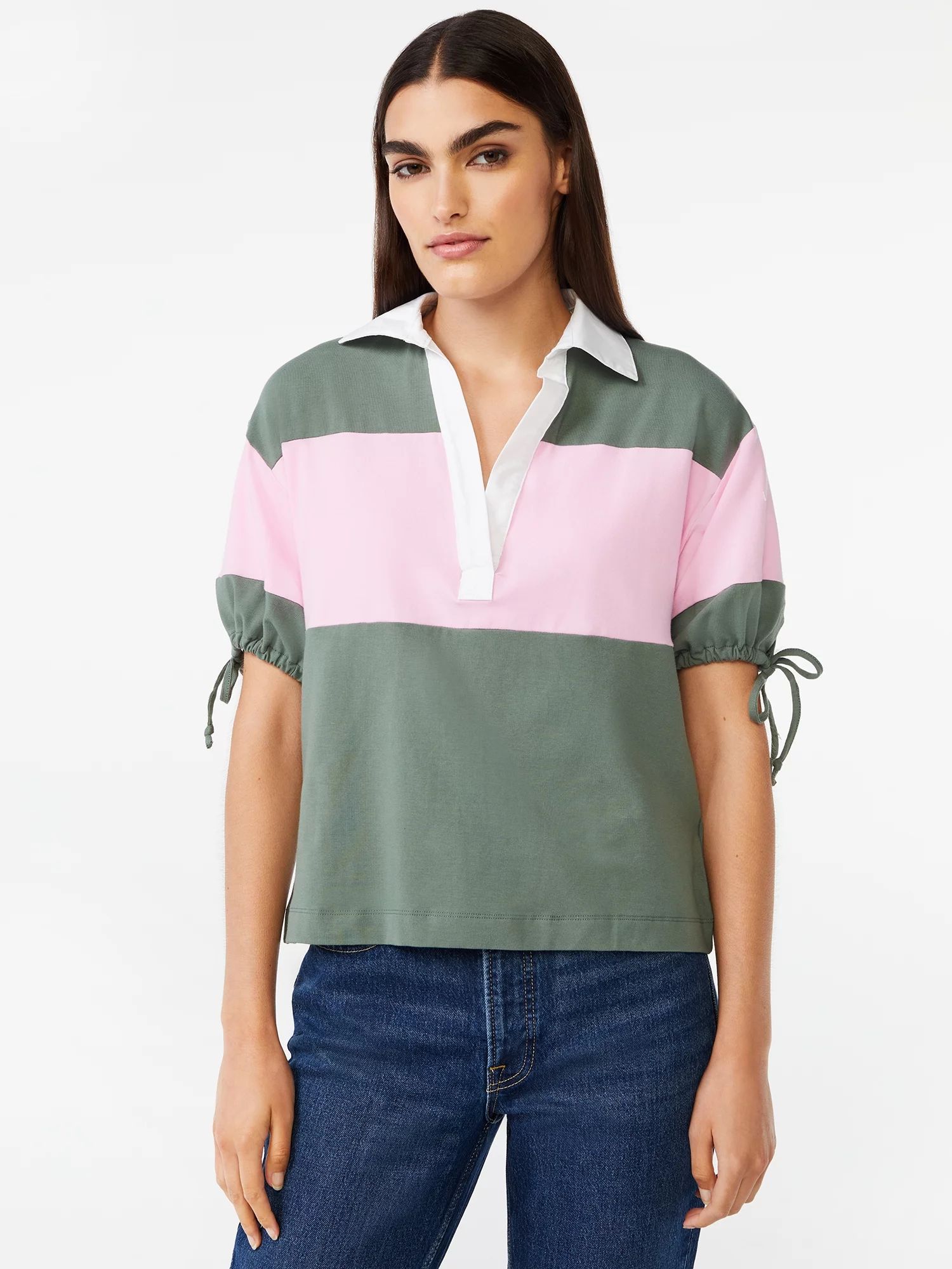 Free Assembly Women's Tie Sleeve Polo Top | Walmart (US)