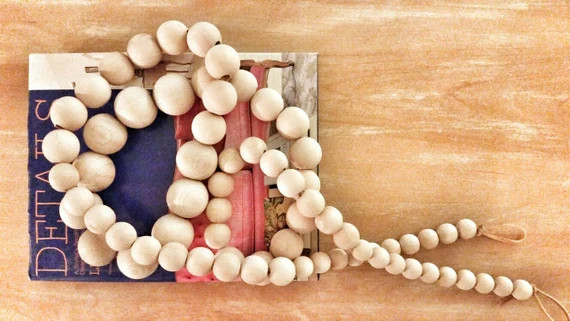 Decorative Wooden Bead Garland - Varied Bead Sizes | Etsy (US)