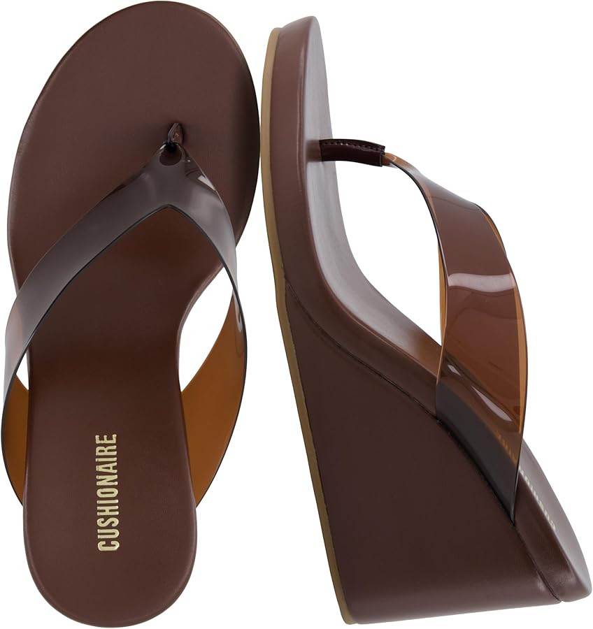 CUSHIONAIRE Bera Platform Thong Womens Sandals, Stylish Wedge Flip Flops for Women with Contoured... | Amazon (US)