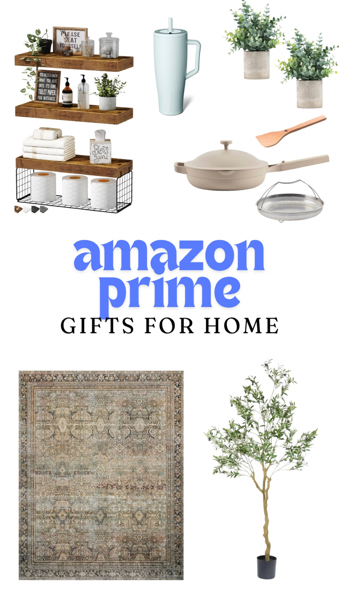 Looking to add a touch of warmth and style to your home? These Amazon Prime picks have you covered. Picture beautifully rustic floating shelves displaying your favorite plants and personal touches, or a sleek tumbler keeping your drinks cool throughout the day. From elegant eucalyptus greenery to a versatile, modern pan that’s perfect for cooking up something special, these gifts blend function and style effortlessly. Imagine stepping onto a richly patterned rug, surrounded by cozy textures, or placing an olive tree in the corner to bring the outdoors in. With these thoughtful pieces, transforming your space into a cozy haven has never been easier.

#LTKxPrimeDay #LTKHome