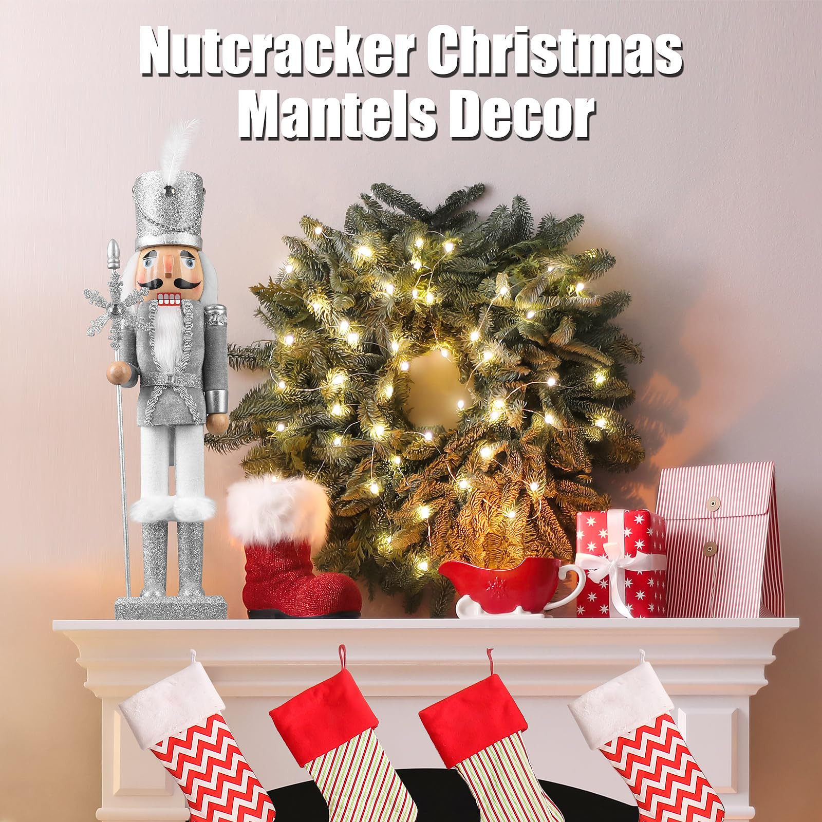 Wooden Christmas Soldier Nutcracker Decorations, 15 Inch Nutcracker Figure Christmas Decor for Sh... | Amazon (US)