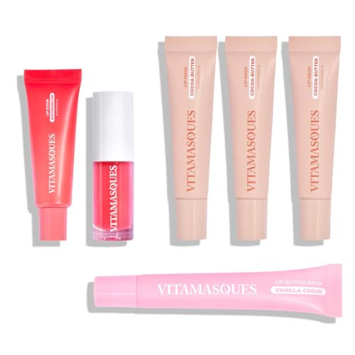 Vitamasques Complete Lips Set (Vanilla Butter Balm & Watermelon Lip Oil and Sugar Scrub and Cocoa Butter Lip Mask Pack 3) | Amazon (US)