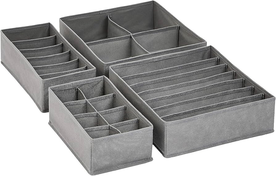 Amazon Basics Dresser Drawer Storage Organizer for Undergarments Gray | Amazon (US)