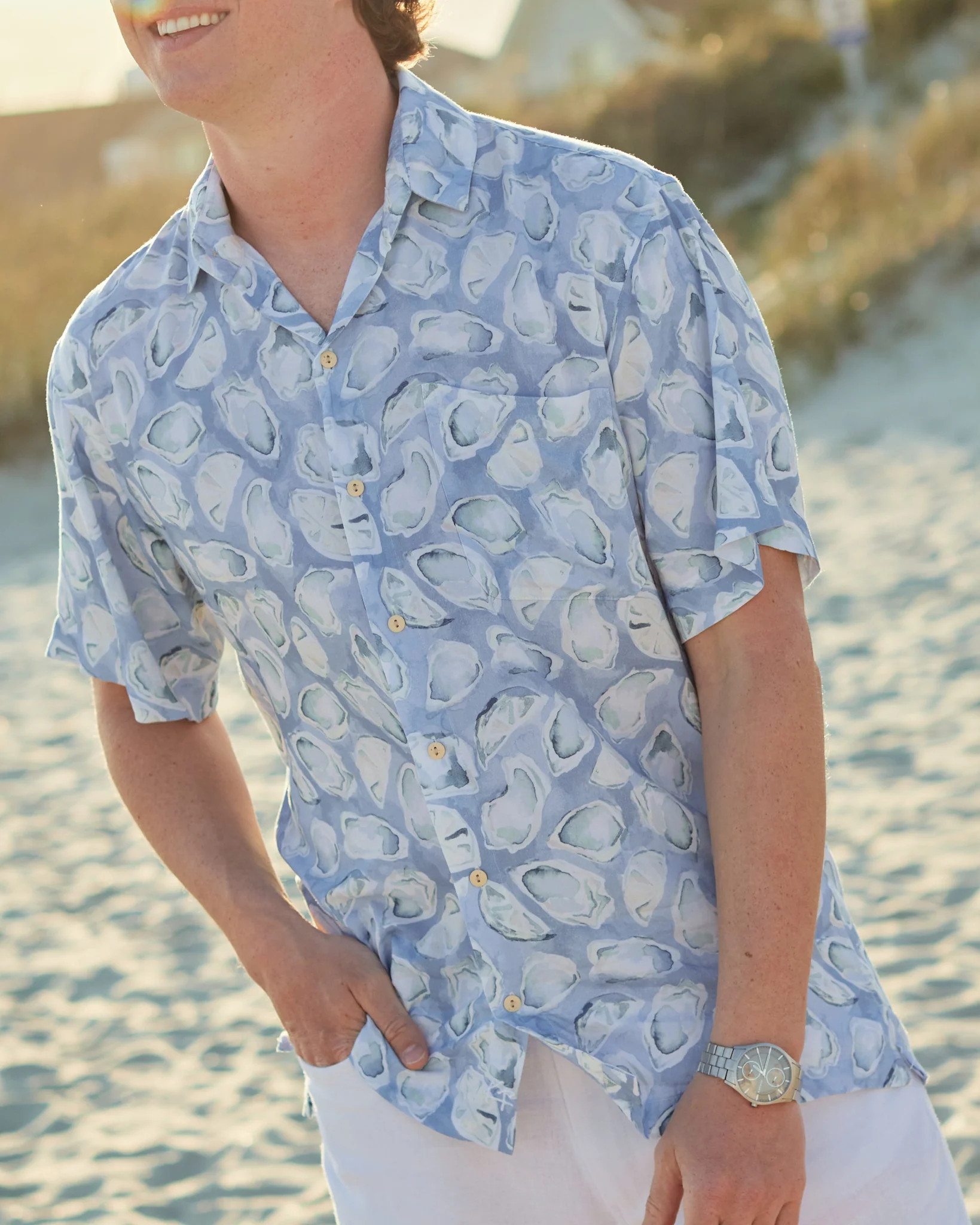 Men's Blue Oysters Short Sleeve Shirt - The Nanshucket | Kenny Flowers