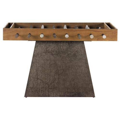 Beckham Rustic Lodge Brown Iron Wood Top Foosball Game Table | Kathy Kuo Home