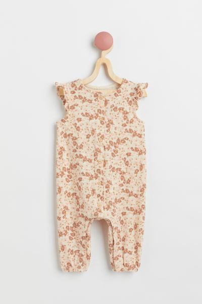 Baby Exclusive. Romper suit in soft, slub jersey made from organic cotton. Buttons at front, flut... | H&M (US + CA)