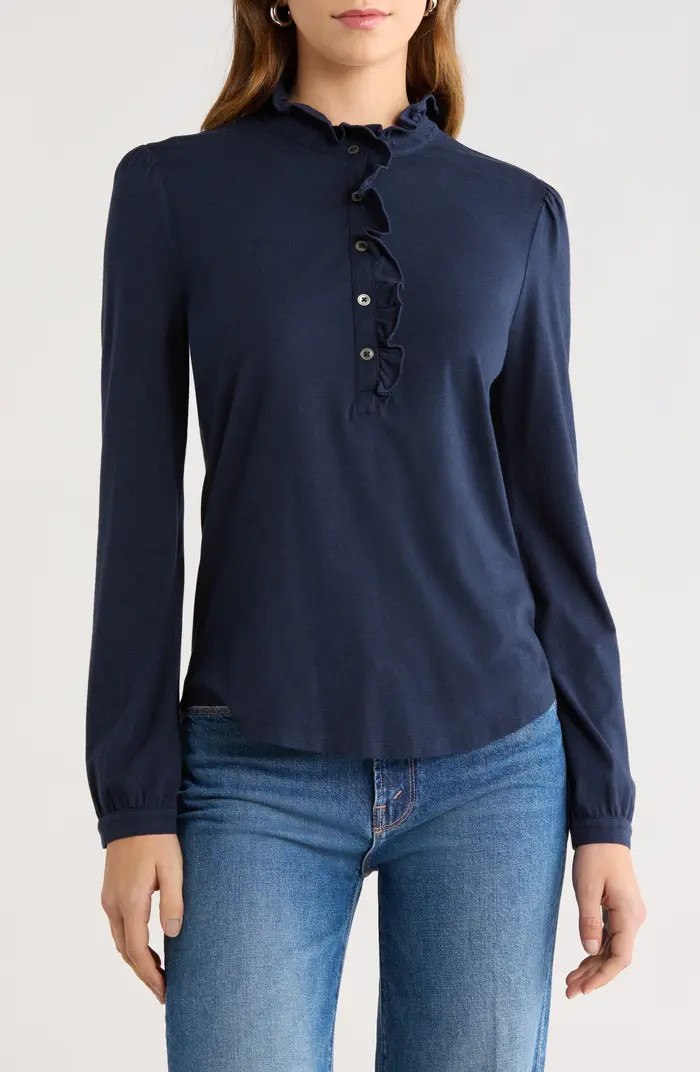 Ruffle Detail Henley Shirt | Nordstrom