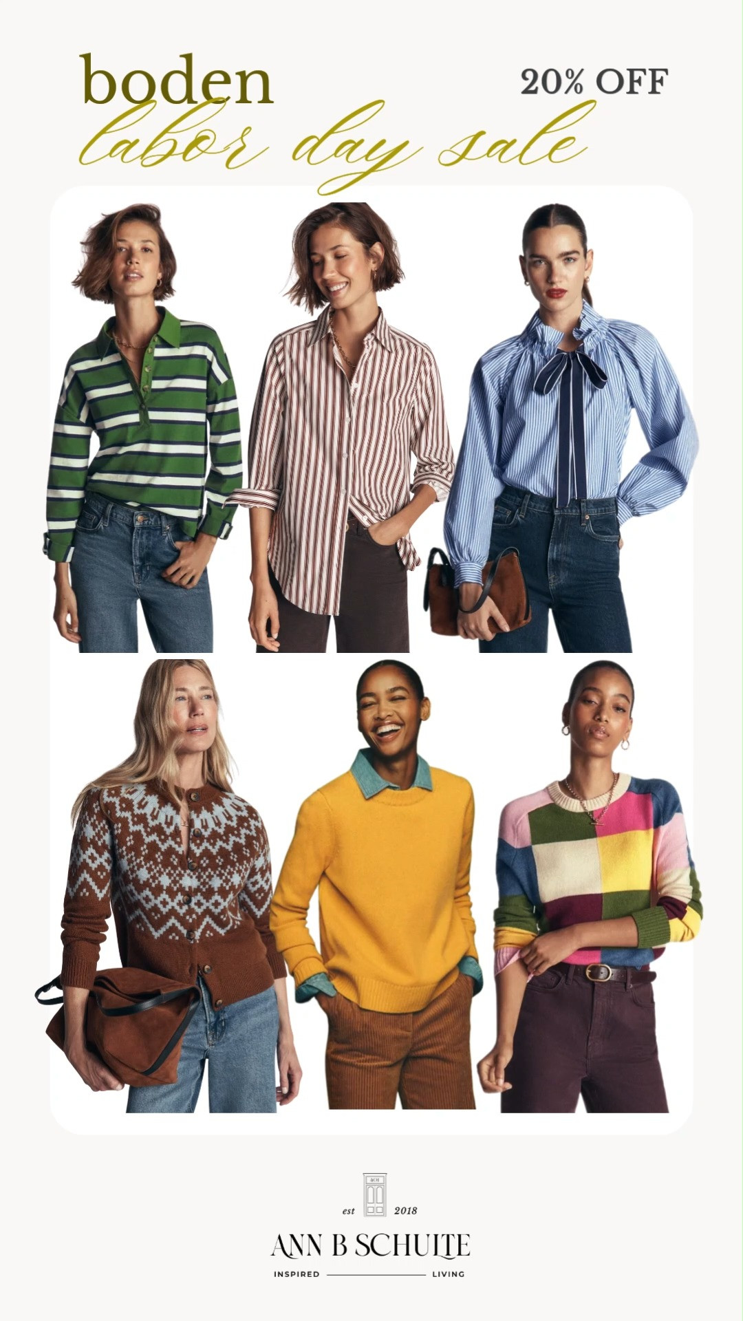 Boden’s Labor Day Sale is here with 20% off everything using code LABOR! From classic stripes and polished button-downs to cozy sweaters, these fall-ready styles are perfect for refreshing your wardrobe. 🍂🤎✨

#BodenSale #BodenStyle #LaborDaySale #FallFashion #FallStyle #WomensFashion #FallWardrobe #ClassicStyle #FashionFinds 

 #LTKootd #LTKSaleAlert
