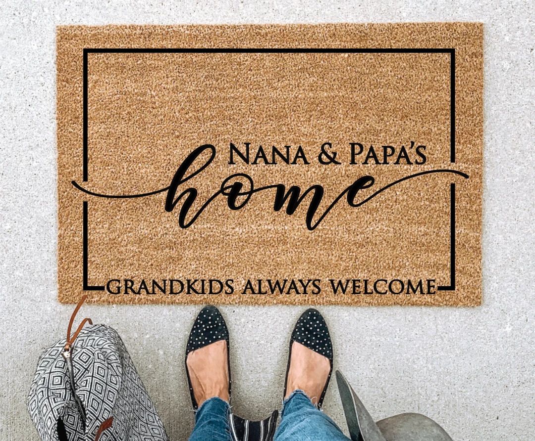 Grandparent gift, gift for grandma, gift for grandpa, Custom doormat, personalized welcome mat, h... | Etsy (US)
