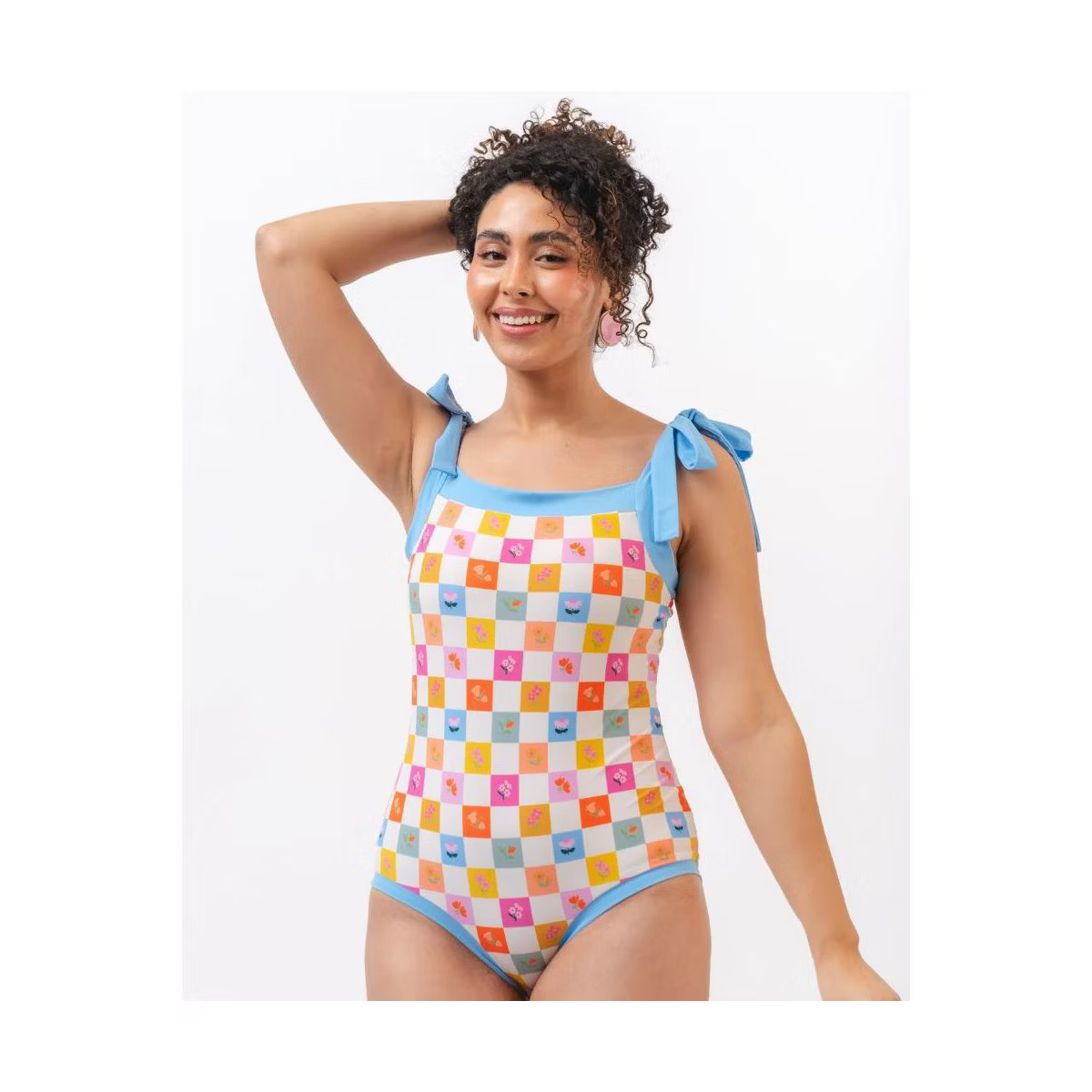 Flower Check Bandeau One-Piece | Target