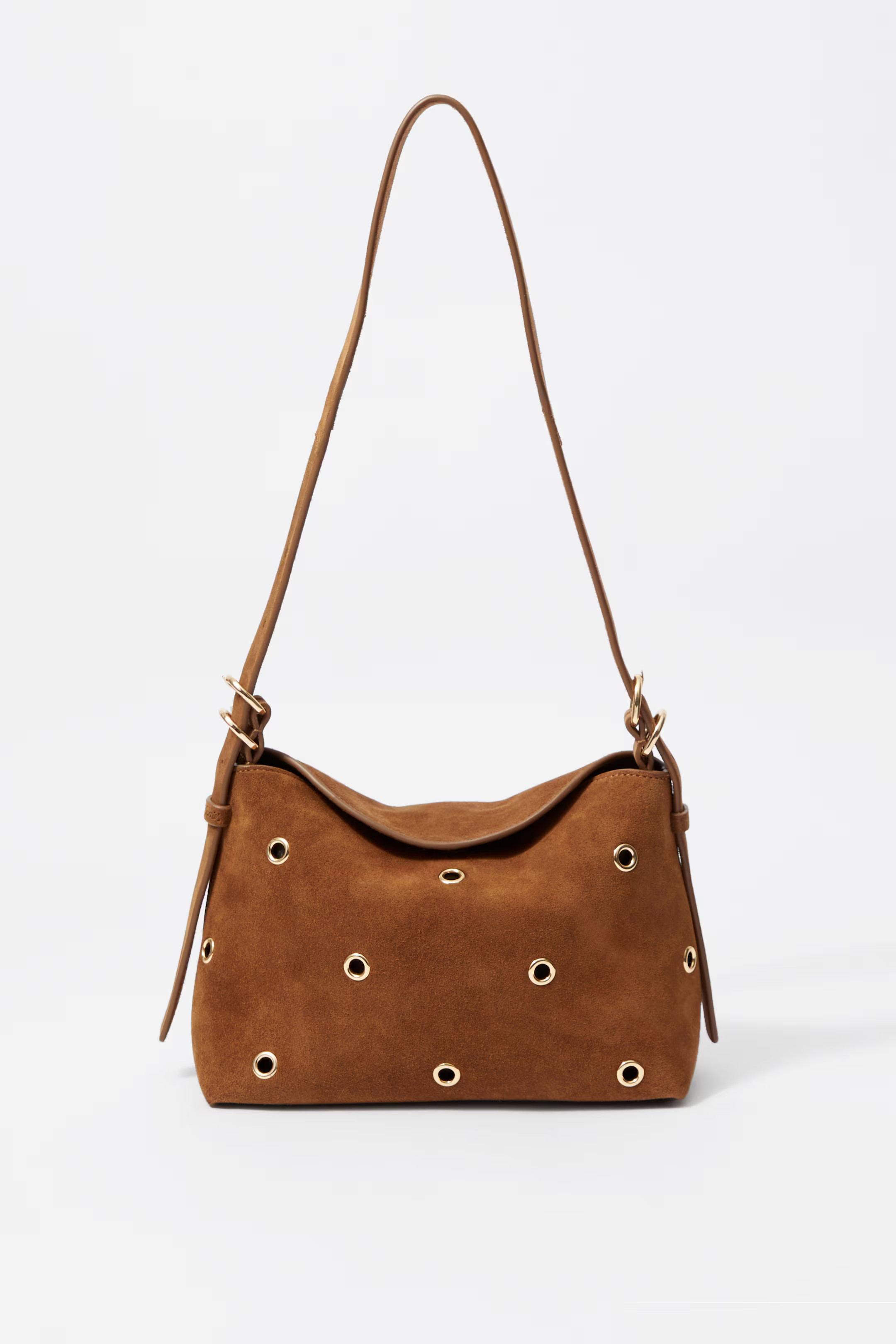 Small Eyelet-Embellished Suede Bag - Brown - Ladies | H&M GB | H&M (UK, MY, IN, SG, PH, TW, HK)