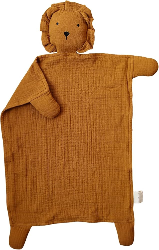 Marlowe & Co Organic Cotton Muslin Lion Lovey Security Blanket, 12 in x 15 in (Toffee) | Amazon (US)