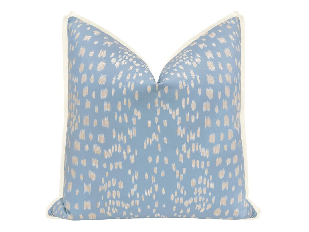 Brunschwig & Fils Les Touches Reverse // Sky with Butterfly Flange | Flamestitch | flange pillow ... | Etsy (US)