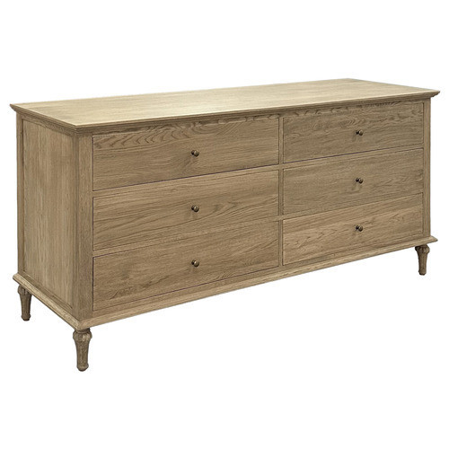 Emmerson Oak Wood 6 Drawer Chest Colour: Weathered Oak | Temple & Webster AU