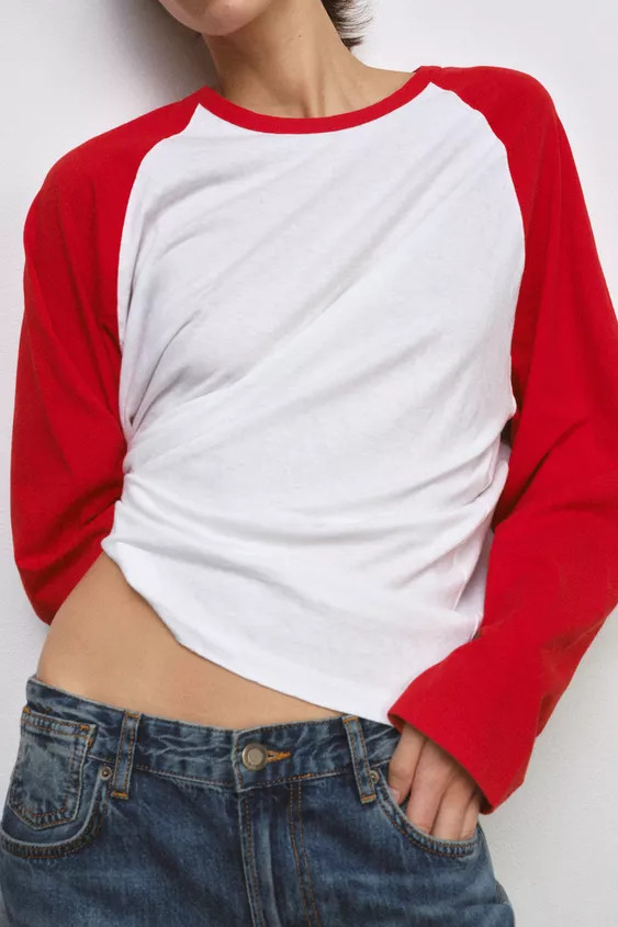 LONG SLEEVE RAGLAN T-SHIRT | Zara Canada